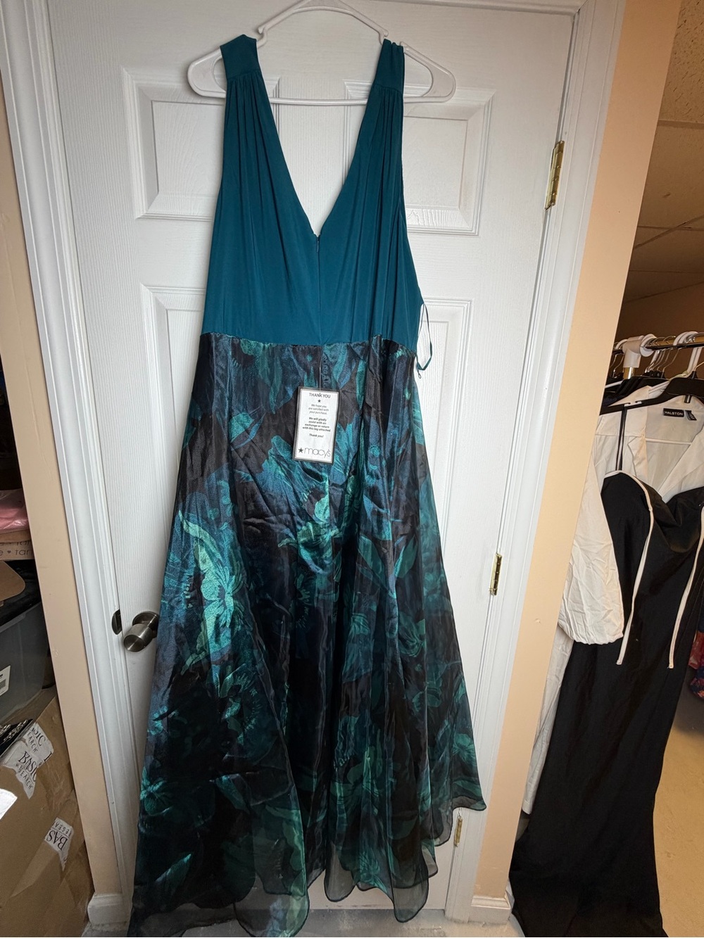 Eliza J Teal Floral V-Neck Maxi Dress - Picture 3 of 7